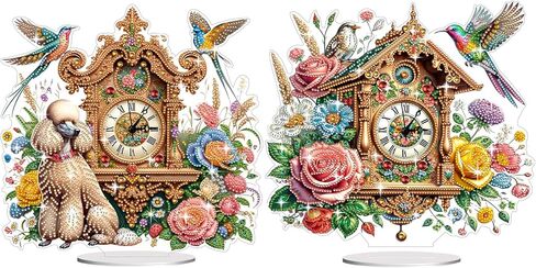 ARTOPET VINTAGE CLATCHS DIY Diam Miamond Skwork Clock Ornaments التصميم الإبداعي للحيوانات الأليفة الماس اللوحة الطاولة الحلي على الوجهين من جانب الماس. in Saudi Arabia