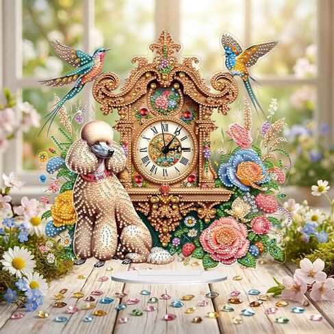 ARTOPET VINTAGE CLATCHS DIY Diam Miamond Skwork Clock Ornaments التصميم الإبداعي للحيوانات الأليفة الماس اللوحة الطاولة الحلي على الوجهين من جانب الماس. in Saudi Arabia