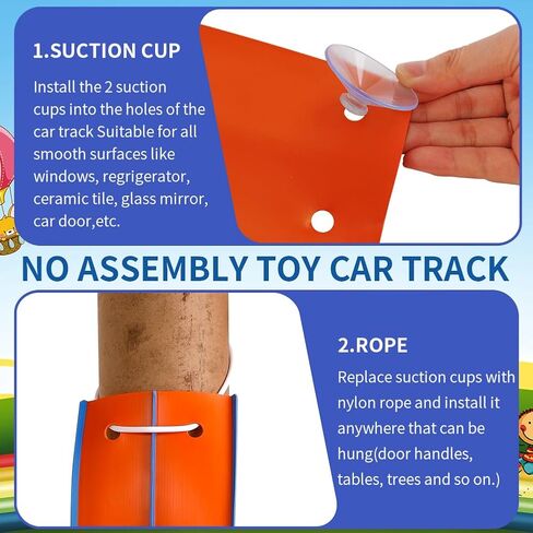 Flex Race Car Track 15 Ft Starter Set for Kids Age 3+, Rolls Up Portable Track Playsets Compatible with Diecast 1/64th Cars, Long Kid Cars Ramp with Suction Cups for Indoor & Outdoor in Saudi Arabia