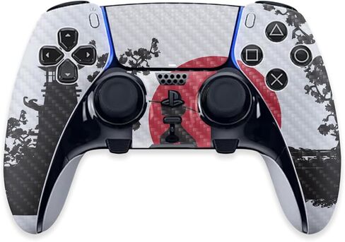 غلاف MightySkins من ألياف الكربون متوافق مع وحدة تحكم PS5 DualSense Edge - Nihon Samurai الواقي، لمسة نهائية متينة من ألياف الكربون سهلة التطبيق والإزالة وتغيير الأنماط المصنوعة في الولايات المتحدة الأمريكية in Kuwait