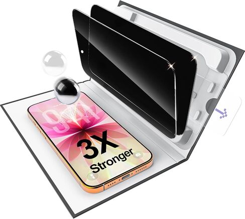 واقي شاشة ruwa لهاتف iPhone 15 Pro مقاس 6.1 بوصة [عبوة من قطعتين]، صندوق خالٍ من الفقاعات والغبار من الزجاج المقسى عالي الدقة، صلابة 9H، مضاد للخدش، صديق للحافظة، إزالة الغبار تلقائيًا، سهل التركيب in Kuwait