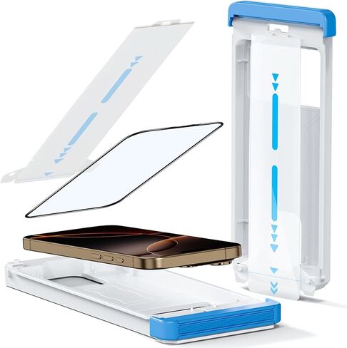 Screen Protector for iPhone 16 Pro Military Grade Tempered Glass Auto-Alignment OneTouch Kit Cell Phone Accessories Bubble Free Case Friendly Auto Dust-Removal Easy Install [1 Pack] in Saudi Arabia