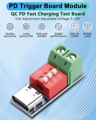 3PCS USB-C PD/QC Trigger Board Module,USB Type-c to 5V 9V 12V 20V Boost Module,USB-C PD Adjustable Voltage Power Trigger Adapter in Saudi Arabia