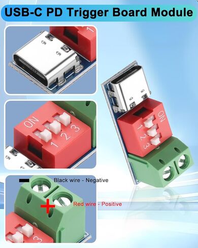 3PCS USB-C PD/QC Trigger Board Module,USB Type-c to 5V 9V 12V 20V Boost Module,USB-C PD Adjustable Voltage Power Trigger Adapter in Saudi Arabia