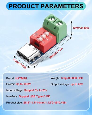 3PCS USB-C PD/QC Trigger Board Module,USB Type-c to 5V 9V 12V 20V Boost Module,USB-C PD Adjustable Voltage Power Trigger Adapter in Saudi Arabia