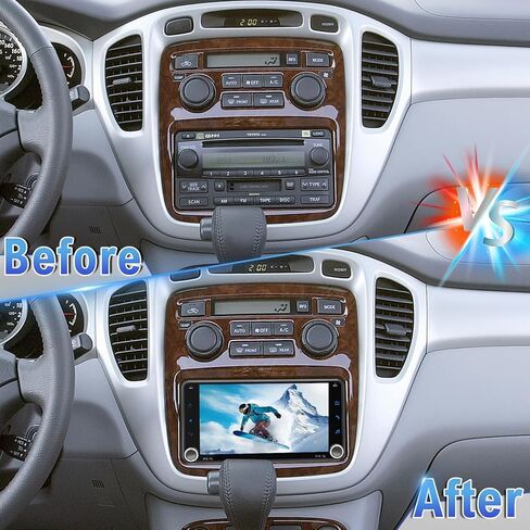 Android 14 Double Din Car Stereo Upgrade Radio for Toyota Highlander 2000-2007, 4G+64G 7" Touchscreen Carplay Android Auto GPS WiFi Bluetooth RDS DSP SWC Mirrorlink Mic Backup Camera in Kuwait