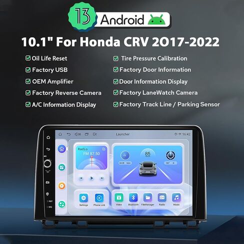 JOYING راديو السيارة لهوندا CRV 2017-2022، Android 13 ستيريو السيارة 10.1 بوصة IPS تعمل باللمس التوصيل والتشغيل مع CarPlay اللاسلكي وAndroid Auto، ملاحة GPS، 5G WiFi، بلوتوث 5.1، FM (JY-HT167N8) in Kuwait