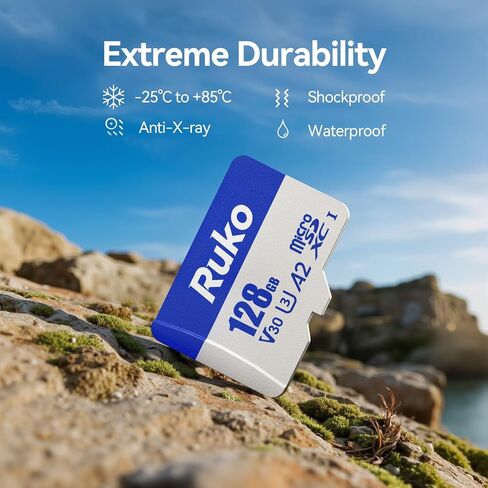 بطاقة Ruko 128G & 256G Micro SD مع قارئ ومحول، سرعة بطاقة ذاكرة تصل إلى 100 ميجابايت/ثانية، UHS-I، C10، A2، U3/V30، 4K UHD، بطاقة TF طويلة الأمد للكاميرا، الهاتف الذكي، الطائرة بدون طيار، وحدة تحكم الألعاب in Saudi Arabia