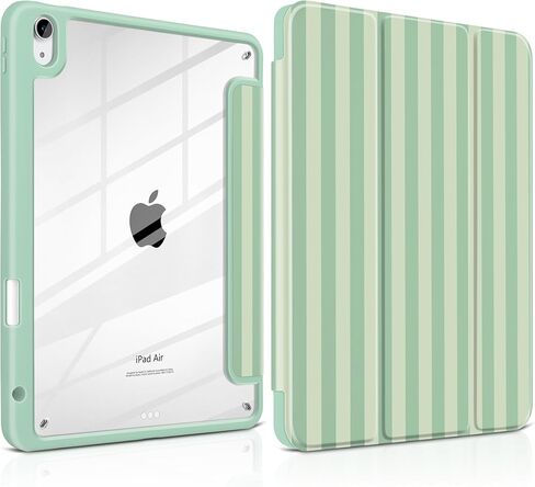 حافظة لجهاز iPad Air 11 بوصة M3 M2 2025 2024، iPad Air الجيل الخامس والرابع 10.9 بوصة 2022 2020 - [حامل أقلام مدمج]، ظهر صلب شفاف مقاوم للصدمات، حامل ثلاثي الطي، تنبيه/غفو تلقائي، خطوط وردية in Kuwait