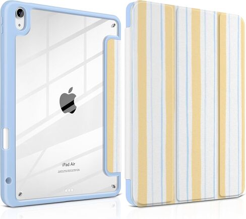 حافظة لجهاز iPad Air 11 بوصة M3 M2 2025 2024، iPad Air الجيل الخامس والرابع 10.9 بوصة 2022 2020 - [حامل أقلام مدمج]، ظهر صلب شفاف مقاوم للصدمات، حامل ثلاثي الطي، تنبيه/غفو تلقائي، خطوط وردية in Kuwait