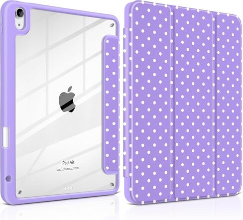 حافظة لجهاز iPad Air 11 بوصة M3 M2 2025 2024، iPad Air الجيل الخامس والرابع 10.9 بوصة 2022 2020 - [حامل أقلام مدمج]، ظهر صلب شفاف مقاوم للصدمات، حامل ثلاثي الطي، تنبيه/غفو تلقائي، خطوط وردية in Kuwait