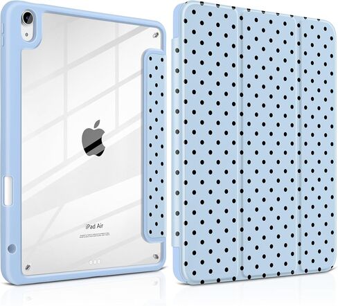 حافظة لجهاز iPad Air 11 بوصة M3 M2 2025 2024، iPad Air الجيل الخامس والرابع 10.9 بوصة 2022 2020 - [حامل أقلام مدمج]، ظهر صلب شفاف مقاوم للصدمات، حامل ثلاثي الطي، تنبيه/غفو تلقائي، خطوط وردية in Kuwait
