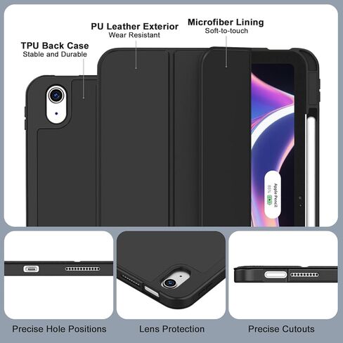 Case for iPad (A16) 11th Generation 11 inch 2025 / iPad 10th Generation 10.9 inch 2022, Smart Folio with Pencil Holder, Soft TPU Back,Auto Wake/Sleep, Support Touch ID - Black in Saudi Arabia