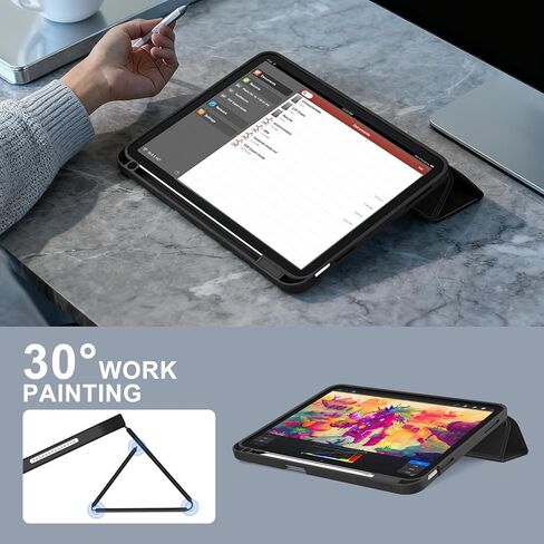 Case for iPad (A16) 11th Generation 11 inch 2025 / iPad 10th Generation 10.9 inch 2022, Smart Folio with Pencil Holder, Soft TPU Back,Auto Wake/Sleep, Support Touch ID - Black in Saudi Arabia