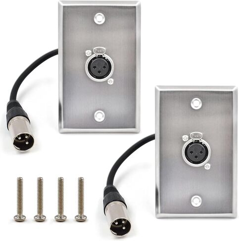 (عبوتان) لوحة حائط XLR مع كابل، لوحة حائط أنثى ذات 3 دبابيس إلى موصل ذكر، لوحة تثبيت صوت احترافية، فولاذ مقاوم للصدأ، بدون لحام in Kuwait