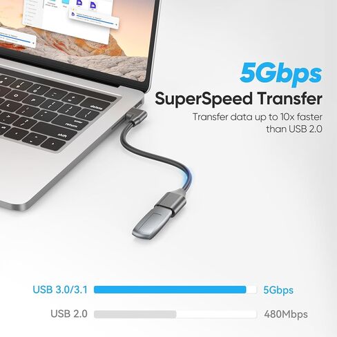 كابل تمديد USB قصير الزاوية اليمنى واليسار محول 90 درجة 5 جيجابت في الثانية فائق السرعة سلك موسع 3.0 ذكر إلى أنثى للمساحات الضيقة والتلفزيون والكمبيوتر الشخصي والكمبيوتر المحمول والألعاب - 8 بوصة 2 حزمة in Kuwait
