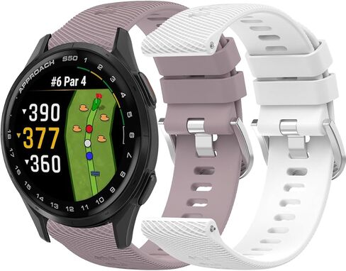 متوافق مع سوار الساعة الذكية Garmin Approach® S50، بديل جديد لأساور المعصم المقاومة للماء من السيليكون الرياضي الناعم لساعة Garmin Approach® S50 الذكية. أبيض (عبوتان) in Saudi Arabia