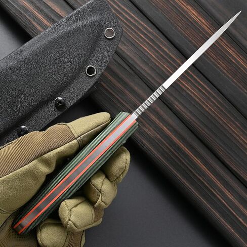 Sitivien ST24 سكين شفرة ثابتة، AUS-8 شفرة فولاذية مصقولة، مزدوج اللون G10 مقبض كامل تانغ EDC سكاكين ثابتة للعمل في الهواء الطلق والتخييم والصيد والصيد (فضي) in Kuwait