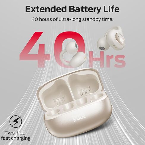 سماعات أذن Monster Open Ear AC339، سماعات بلوتوث 6.0 صوت ستيريو، سماعات أذن لاسلكية مفتوحة لمدة 40 ساعة، مع تصميم شاشة رقمية ذكية، تحكم باللمس، مقاومة للماء IPX6، بيج in Saudi Arabia