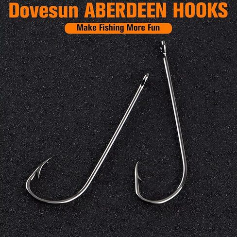 Dovesun Fishing Hooks Freshwater Aberdeen Fishing Hooks 100Pcs Long Shank High-Carbon Steel Worm Hooks Small Bass Trout Crappie 12# 10# 8# 6# 4# 2# 1# 1/0 2/0 in Saudi Arabia