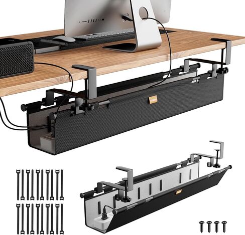 Cable Management Tray Under Desk, 38" No Drill Cable Organizer with Clamp/Screw Mount,Wire Cord Organizer for Table, Cable Tray for Office, Home in Saudi Arabia