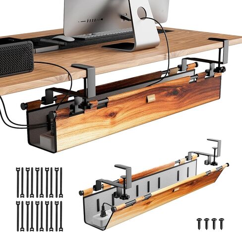 Cable Management Tray Under Desk, 38" No Drill Cable Organizer with Clamp/Screw Mount,Wire Cord Organizer for Table, Cable Tray for Office, Home in Saudi Arabia