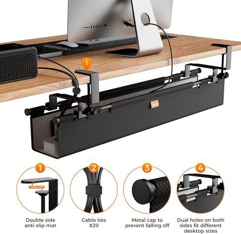 Cable Management Tray Under Desk, 38" No Drill Cable Organizer with Clamp/Screw Mount,Wire Cord Organizer for Table, Cable Tray for Office, Home in Saudi Arabia