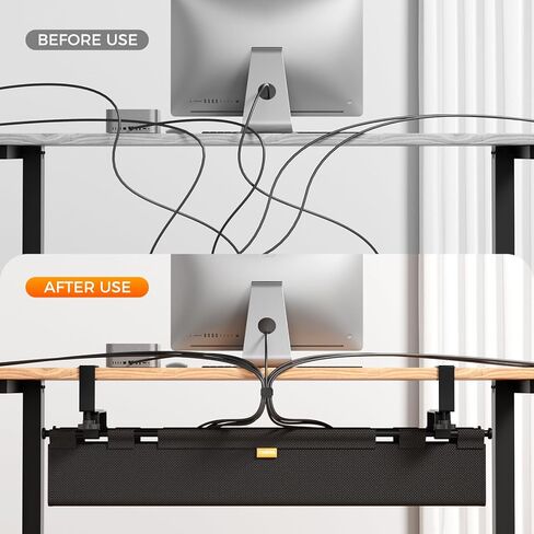 Cable Management Tray Under Desk, 38" No Drill Cable Organizer with Clamp/Screw Mount,Wire Cord Organizer for Table, Cable Tray for Office, Home in Saudi Arabia