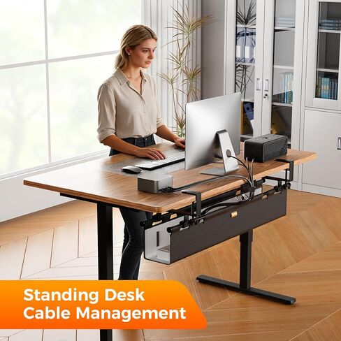 Cable Management Tray Under Desk, 38" No Drill Cable Organizer with Clamp/Screw Mount,Wire Cord Organizer for Table, Cable Tray for Office, Home in Saudi Arabia