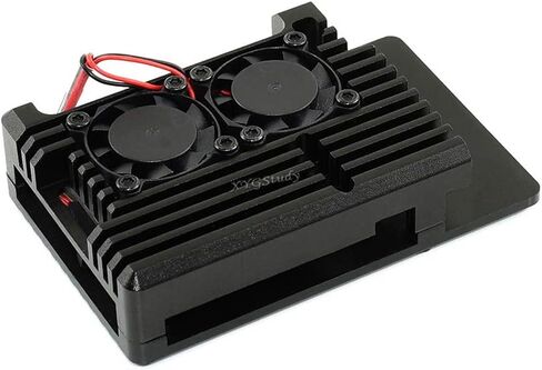 غطاء حماية متين من سبائك الألومنيوم باللون الأسود لجهاز Raspberry Pi 4 Model B مع مراوح تبريد مزدوجة @XYGStudy (PI4-CASE-C) in Kuwait