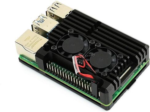 غطاء حماية متين من سبائك الألومنيوم باللون الأسود لجهاز Raspberry Pi 4 Model B مع مراوح تبريد مزدوجة @XYGStudy (PI4-CASE-C) in Kuwait
