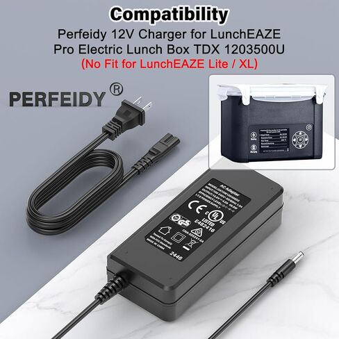سلك طاقة 12 فولت لصندوق الغداء الكهربائي LunchEAZE Pro TDX 1203500U (غير مناسب لـ LunchEAZE Lite/XL) بطارية 8.4 فولت 8 أمبير، استبدال مصدر طاقة الشاحن المُدرج في قائمة UL in Kuwait