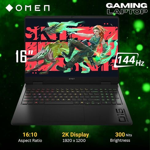 HP OMEN 16 Slim Gaming Laptop, 16" 144Hz 2K Display, Intel Core Ultra 9 285H(>i9 14900), NVIDIA GeForce RTX 5070, AI VR Ready, RGB Backlit Keyboard, Black, Windows 11 Pro(32GB DDR5 RAM | 1TB SSD) in Saudi Arabia