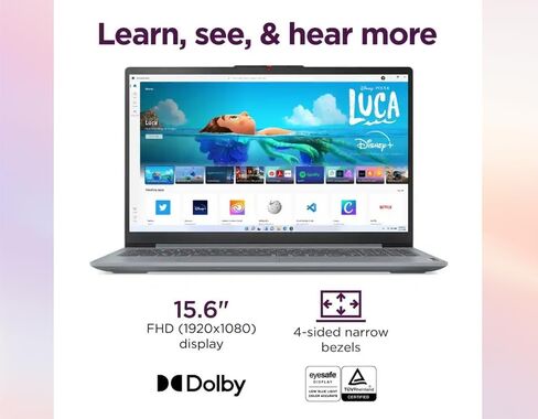 Lenovo IdeaPad3i 15.6" FHD Laptop, Intel Core i3-1135G4 CPU, 8GB DDR4 | 128GB SSD | Windows 11 | Portable | Wi-Fi AC | SD Card Reader | Long Battery Life | for Business & Students (Renewed) in Saudi Arabia