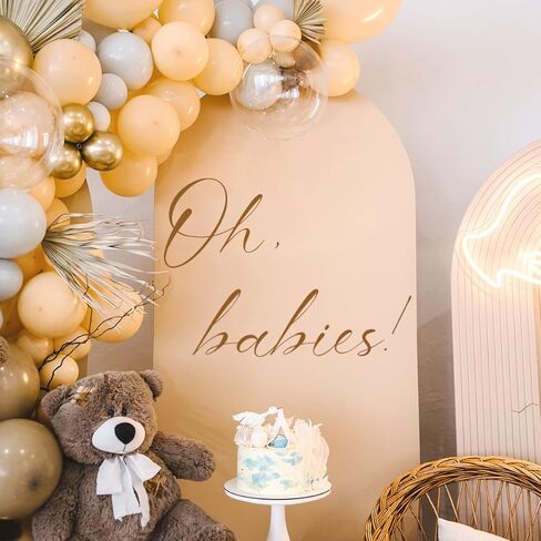 ملصق لافتة Oh Babies لخلفية ذهبية بنية كبيرة، ديكورات حمام أطفال توأم محايدة تكشف عن الجنس، ديكور حمام الطفل حديث الولادة (ملصق Oh Babies) in Kuwait