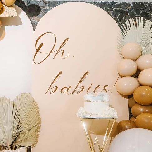 ملصق لافتة Oh Babies لخلفية ذهبية بنية كبيرة، ديكورات حمام أطفال توأم محايدة تكشف عن الجنس، ديكور حمام الطفل حديث الولادة (ملصق Oh Babies) in Kuwait