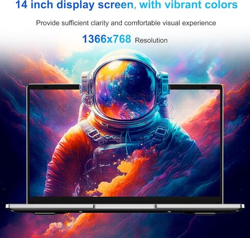 كمبيوتر محمول، كمبيوتر محمول 14 بوصة ثنائي النواة Cerelon N4000 6GB RAM 128GB SSD كمبيوتر محمول محمول، شاشة 1366x768 IPS تصميم بدون مروحة كمبيوتر محمول، واي فاي 2.4/5G، BT 5.0، USB 3.0، Mini HDMI، يتضمن محور USB-C in Kuwait