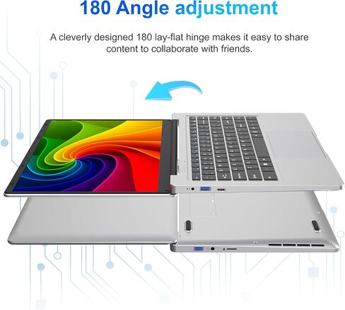 كمبيوتر محمول، كمبيوتر محمول 14 بوصة ثنائي النواة Cerelon N4000 6GB RAM 128GB SSD كمبيوتر محمول محمول، شاشة 1366x768 IPS تصميم بدون مروحة كمبيوتر محمول، واي فاي 2.4/5G، BT 5.0، USB 3.0، Mini HDMI، يتضمن محور USB-C in Kuwait