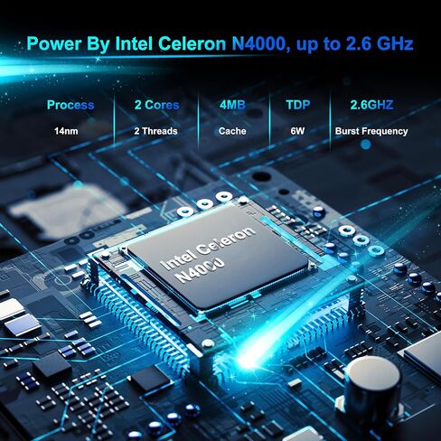 كمبيوتر محمول، كمبيوتر محمول 14 بوصة ثنائي النواة Cerelon N4000 6GB RAM 128GB SSD كمبيوتر محمول محمول، شاشة 1366x768 IPS تصميم بدون مروحة كمبيوتر محمول، واي فاي 2.4/5G، BT 5.0، USB 3.0، Mini HDMI، يتضمن محور USB-C in Kuwait