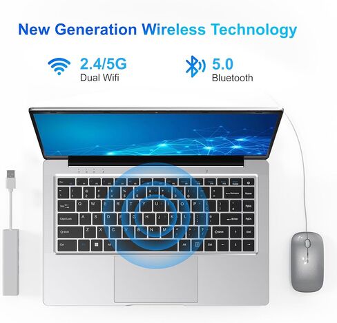 كمبيوتر محمول، كمبيوتر محمول 14 بوصة ثنائي النواة Cerelon N4000 6GB RAM 128GB SSD كمبيوتر محمول محمول، شاشة 1366x768 IPS تصميم بدون مروحة كمبيوتر محمول، واي فاي 2.4/5G، BT 5.0، USB 3.0، Mini HDMI، يتضمن محور USB-C in Kuwait