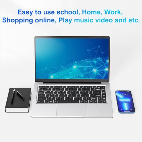 كمبيوتر محمول، كمبيوتر محمول 14 بوصة ثنائي النواة Cerelon N4000 6GB RAM 128GB SSD كمبيوتر محمول محمول، شاشة 1366x768 IPS تصميم بدون مروحة كمبيوتر محمول، واي فاي 2.4/5G، BT 5.0، USB 3.0، Mini HDMI، يتضمن محور USB-C in Kuwait