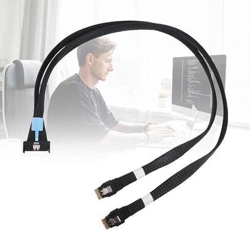 كابل بيانات PCIe IO مزدوج مستقيم، 74Pin إلى 2 SFF8654 38Pin كابل مستقيم مزدوج PCIe عالي السرعة كابل PCIe IO 60 سم لأنظمة تخزين الخوادم in Kuwait