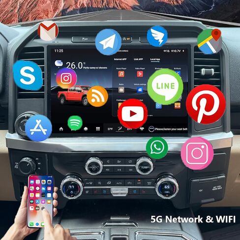 ترقية راديو السيارة لسيارة Ford F150 2015-2021 راديو السيارة Android 14 استبدال ستيريو 13.1 بوصة شاشة تعمل باللمس 8 النواة وحدة المعالجة المركزية Tesla نمط الشاشة العمودية مع Carplay اللاسلكي وAndroid Auto (13.1 بوصة 6 جيجابايت + 64 جيجابايت) in Saudi Arabia