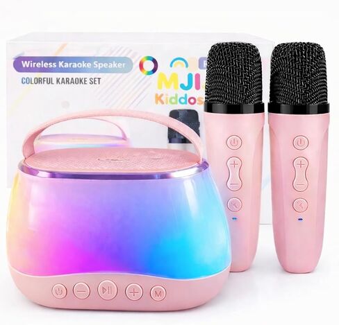 Kids Karaoke Machine with 2 Microphones, Bluetooth Portable Karaoke Speaker with Voice Changer & LED Lights – Gift for Kids in Saudi Arabia