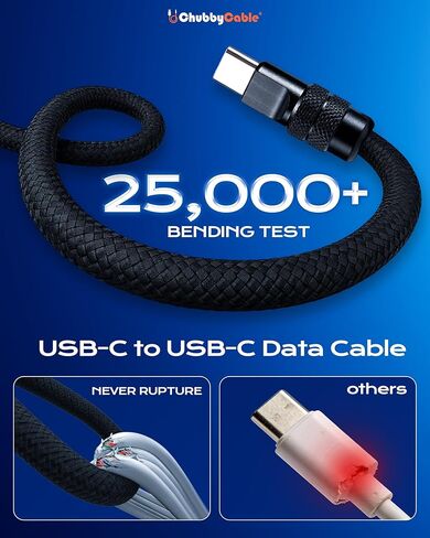 chubbycable Lite USB C to USB C Cable 240W Super Fast Charger Type C 10FT Cord Braided Nylon Charging Durable Data Transfer Cable for iPhone 17-15 Series/MacBook Pro/Air/iPad, Black in Saudi Arabia