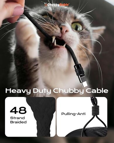 chubbycable Lite USB C to USB C Cable 240W Super Fast Charger Type C 10FT Cord Braided Nylon Charging Durable Data Transfer Cable for iPhone 17-15 Series/MacBook Pro/Air/iPad, Black in Saudi Arabia