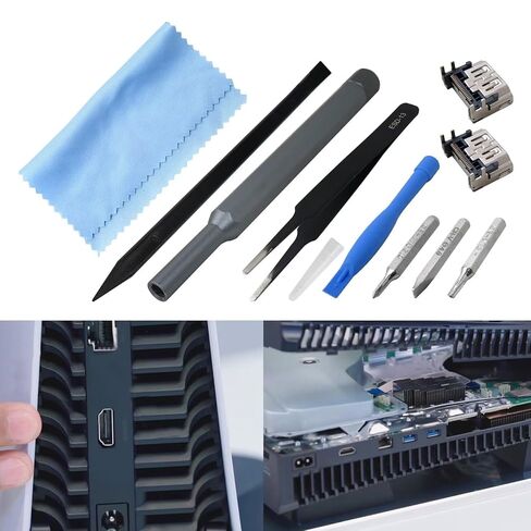 GruDawu 2 Pack Replacement HDMI Port for Sony Playstation 5 PS5 Display Socket Interface Jack Connector Repair Kit/HDMI Port Connector in Saudi Arabia