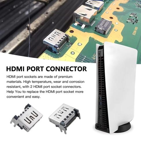 GruDawu 2 Pack Replacement HDMI Port for Sony Playstation 5 PS5 Display Socket Interface Jack Connector Repair Kit/HDMI Port Connector in Saudi Arabia