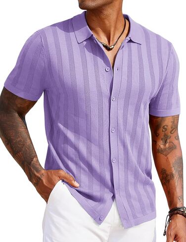 COOFANDY Men's Knit Polo Shirt Vintage Button Down Shirt Short Sleeve Hawaiian Shirt 2025 Summer Fashion Beach Shirts in Saudi Arabia