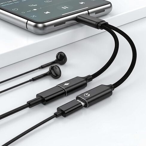 USB C Splitter Type C Y Splitter Cable,Multi-Function Fast Charging & Audio 2-in-1 Cable, Charging, Calls, Wired Controls, and Music Playback. Compatible with Most Type-C Ports. in Saudi Arabia